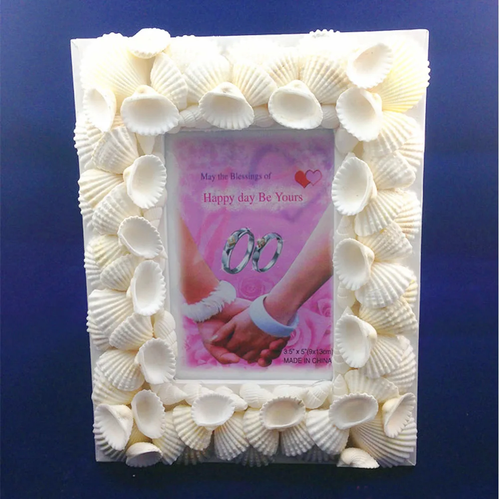 

(Pack/10 Units) 4x6" White Seashell Starfish Photo Framing / Coastal Shell Beach Home Decor YSPF-011