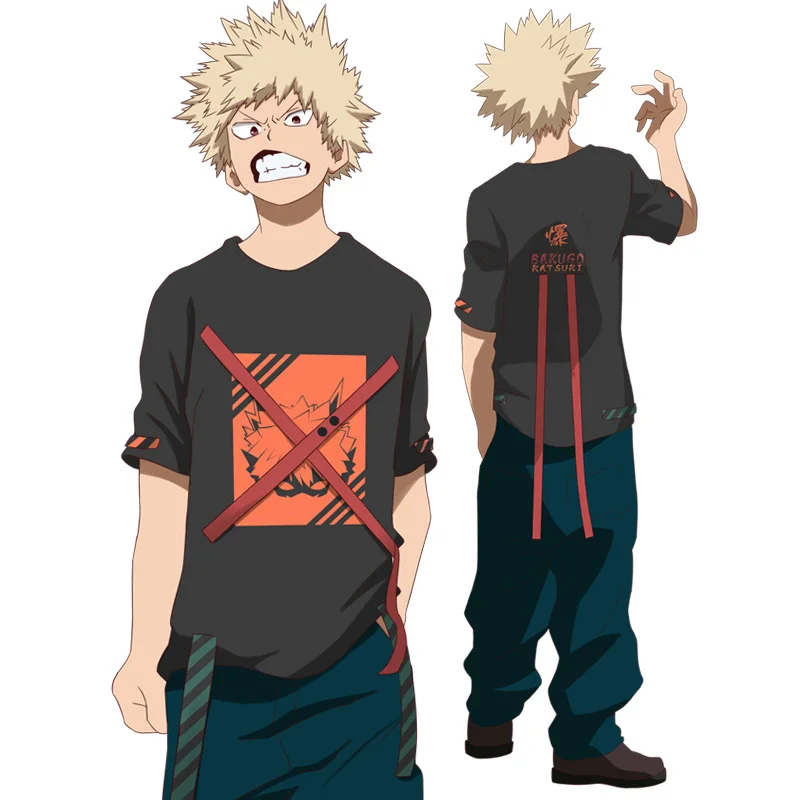 Аниме Boku no MY HERO Academy Bakugou костюм кацуки для косплея костюм футболка/брюки Летняя футболка Повседневная одежда унисекс Новинка