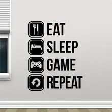 Eat Sleep игры повторяют наклейка игровой винил Стикеры джойстика геймпад Wall Art Дизайн подростка Спальня украшения YY391