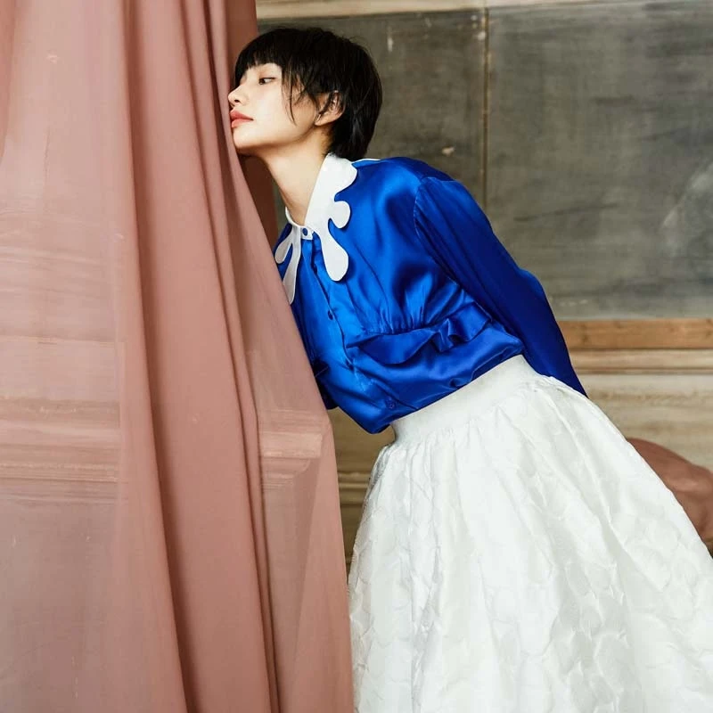 

LYNETTE'S CHINOISERIE Summre Autumn Original Design Women Artisitc Leaves High Waist Vintage Skirts