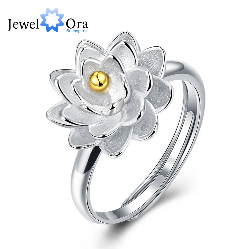 Solid 925 Sterling Silver Jewelry Flower Shape Adjustable Rings For Women New (JewelOra RI102182)