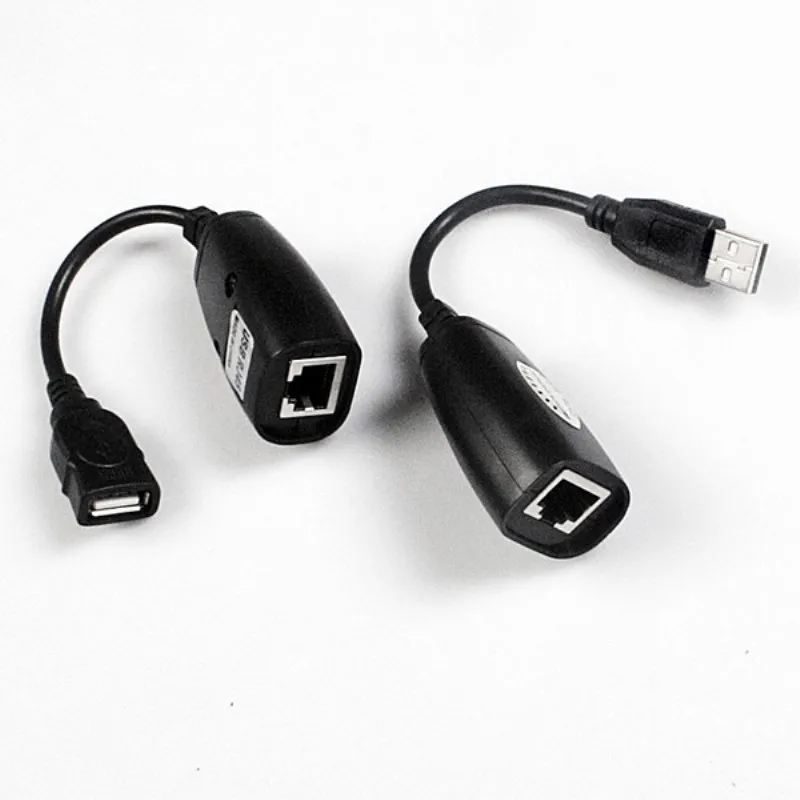 2Pcs/pair Usb CAT5 RJ45 Lan Extension Adapter Cable 150ftcable lan