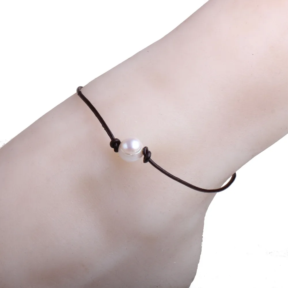 pearl anklets for women ankle chain foot jewelry pulsera 1cm size pearl