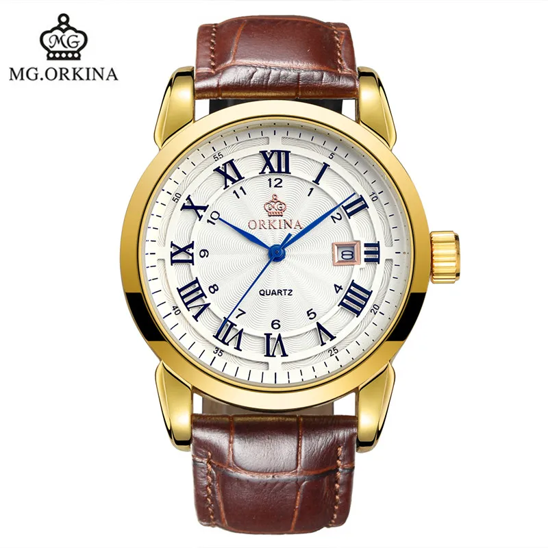 2016 Hot Orkina Simple Male Fashion Sports Quartz Watch Business Ultra thin Stainless Steel Belt Watch