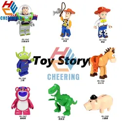 Один продажи строительных блоков мультфильм аниме-игрушка Story Buzz Lightyear Hudi Трейси Ham модель свинья кирпичики для детей игрушки подарок PG8222