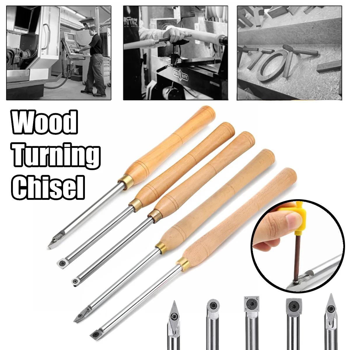 

WOLIKE Wood Turning Chisel Diamond/Radius Edge/Square/Round/Radius Point Diamond Shape Turning Tool