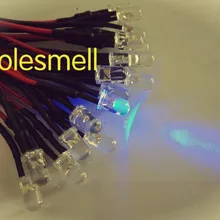 100 шт 5 мм 5В фиолетовый прозрачный круглый светодиодный светильник 20 см Предварительно проводной 5 мм УФ 5В DC