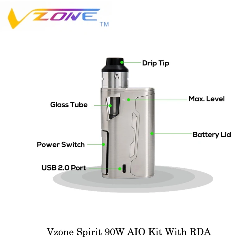 Электронные сигареты Vzone Spirit 90 Вт AIO комплект с RDA 5 мл работает на один 18650 батарея
