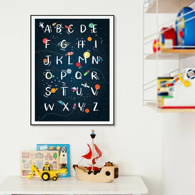 Space wall art print kids room decor