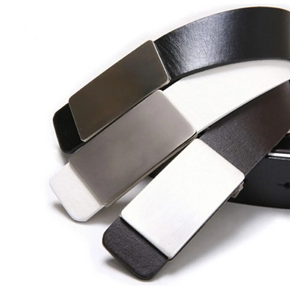 

Alloy Square Belts Men Women Automatic Buckle Artificial Leather Waist Strap Belts Buckle Belt Cinturones Mujer