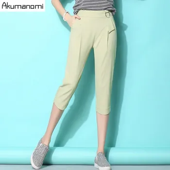

Spring Calf-Length Harem Pants Women Trousers Panty Plus Size Black Khaki Red Green Insert Pocket Elastic Waist 5XL 4XL 3XL 2XL