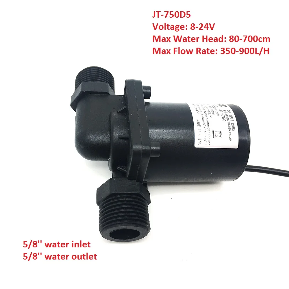 JT-750D микро погружной водяной насос DC 12 В 24 в низкий уровень шума Солнечный Бесщеточный насос макс 7 м 900л/ч - Напряжение: 750D5 8-24V