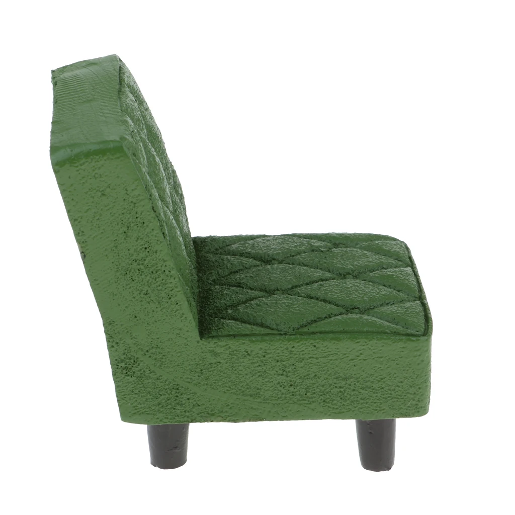 

1/12 Dollhouse Miniature Furniture Accessory Single Person Sofa with Grid Design Green