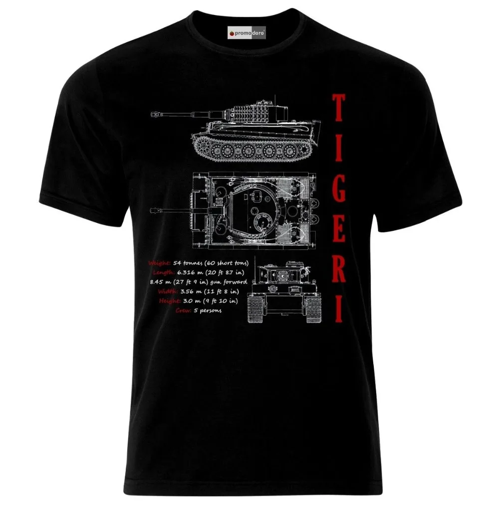 Tiger 1 Tank Blueprint Patent German Army Panzer Ww2 Wehrmacht T-Shirt 2019 Fashion Brand Top Da Uomo Streetwear T-Shirt
