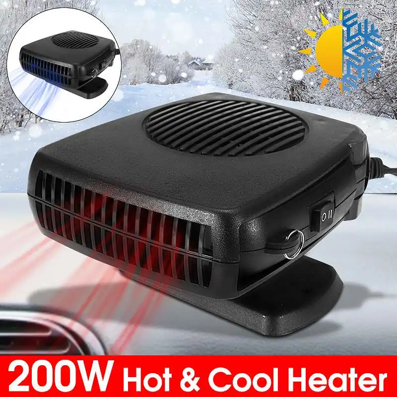 

KROAK Car-Heater Air Cooler Fan 12V/24V 200W Windscreen Demister Defroster 10 Grip Heating Outlet Cold Wind/Hot Wind Black ABS