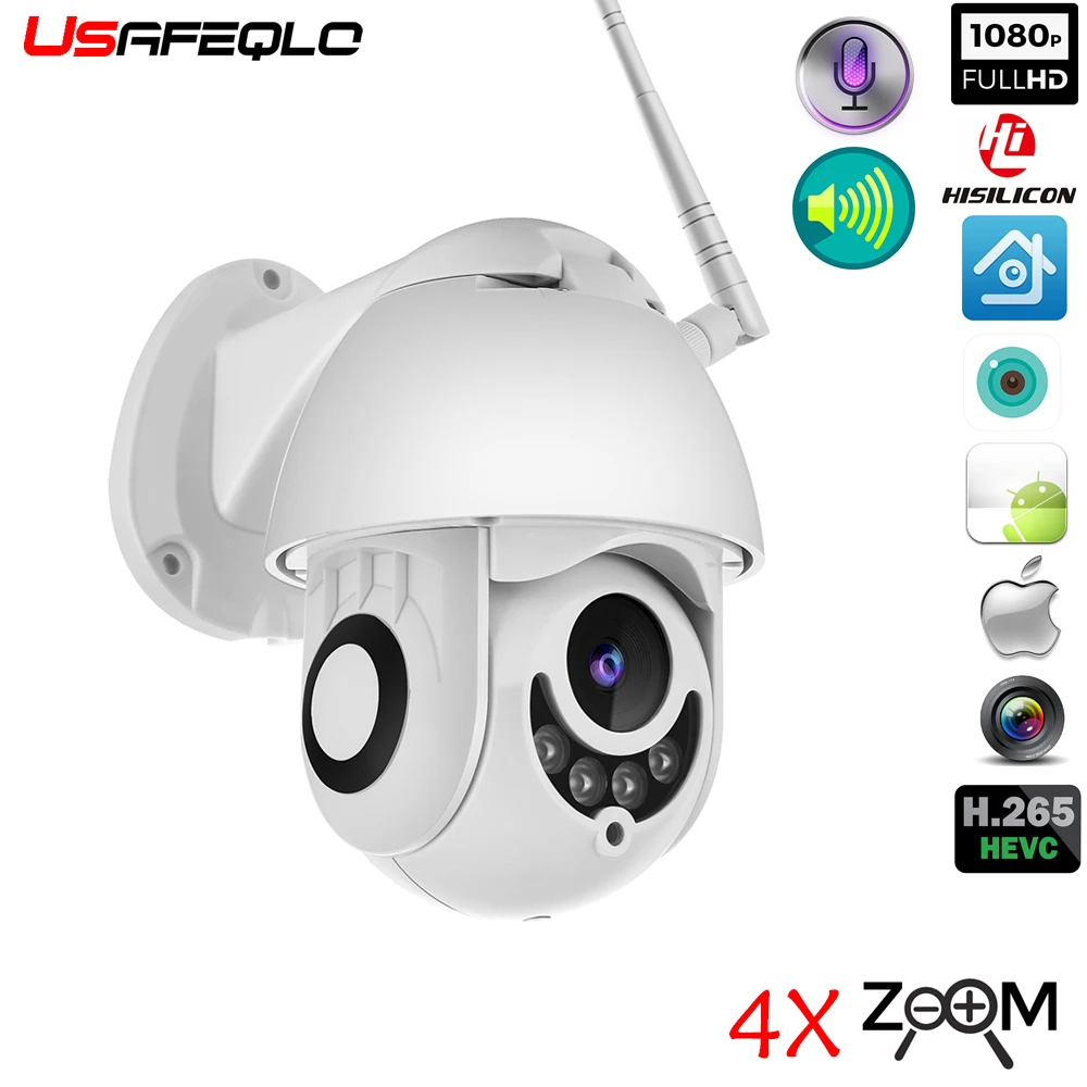 

USAFEQLO 4x 1080P Wireless IP Camera Pan/Tilt Two Way Talk 2MP MINI Wifi Security CCTV Camera TF Slot Outdoor indoor Waterproof