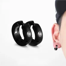 Herren Ohrringe Edelstahl Einzigartige Kleine Hoop Ohrringe für Männer Huggie Ohrringe Ohr Nicht-Piercing Pendientes Brincos(China)