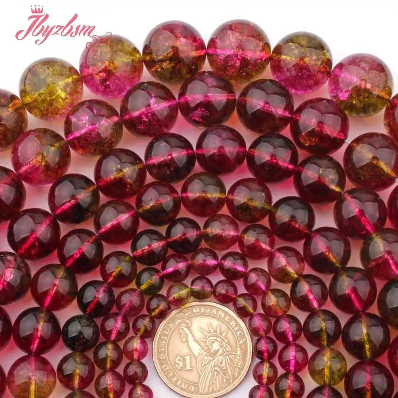 

6,8,10,12,14mm Round Smooth Multicolor Quartz Gem Stone Beads Loose Strand 15"For Necklace Bracelat Jewelry Making,Free Shipping