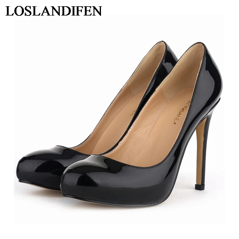 

Fashion Women Shoes Patent Leather High Heel 2018 Spring New Arrival Round Toe High-Heeled Shoes Black Red Pumps NLK-B0083