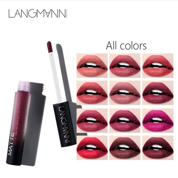 

Lip Tint Matte Lip Stick Set 12 Colors Long Lasting Non-stick Women Lip Makeup Pigment Korean Cosmetic Kit Red Purple Pink