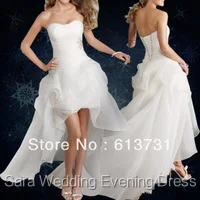 Custom Made Real Sample Hot Selling Sweetheart Lace Up Organza Pleated Wedding Dress Short Front Long Back