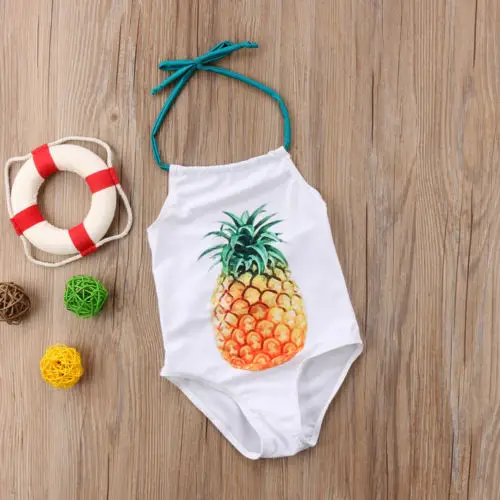 

US Baby Girls Cartoon Strawberry Pineapple Swimwear Bandage Swimsuit Kid Bikini Bathing Suit Beachweear QL
