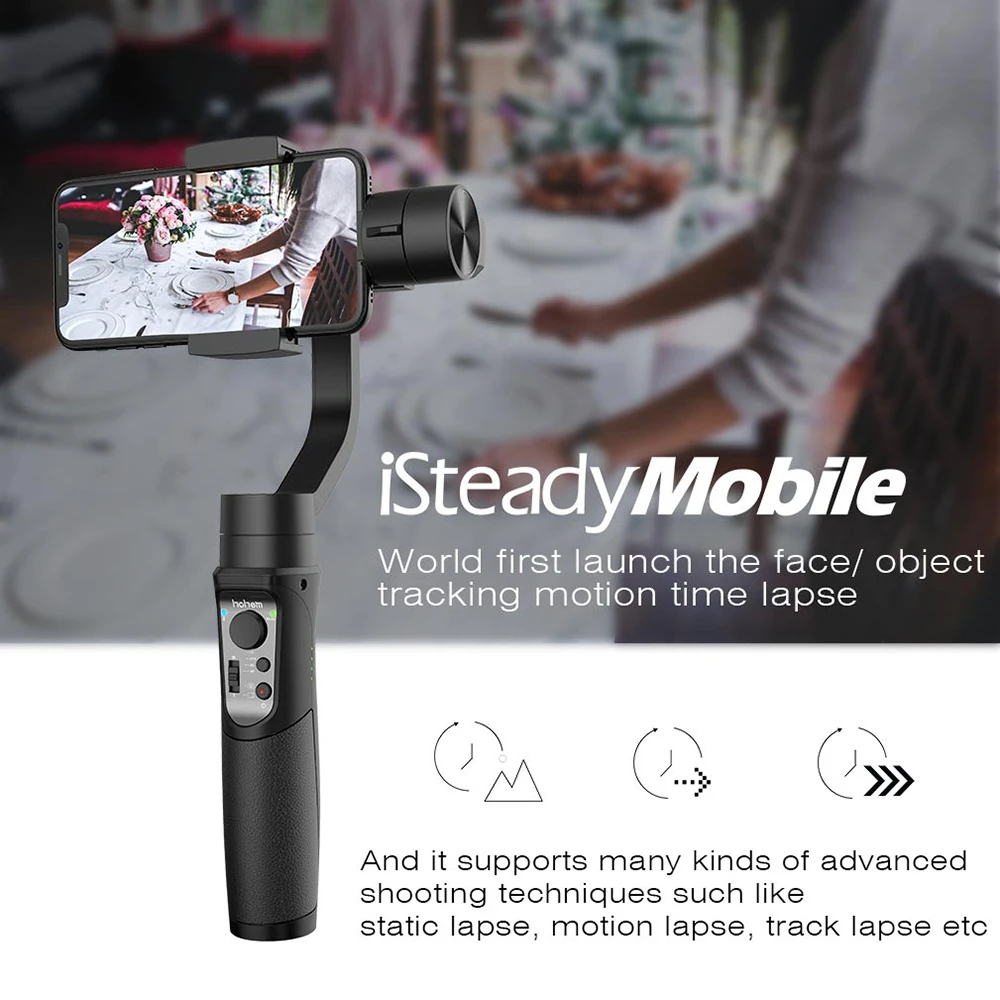 

Hohem iSteady Mobile 3-Axis Handheld Gimbal Stabilizer for Gopro sjcam action camera iPhone SamsungVS smooth 4 vimble 2 DJI OSMO