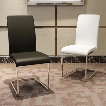 

Nordic hotel dining chair iron leather chair metal PU leather dining chair black and white chair cadeira living room furniture