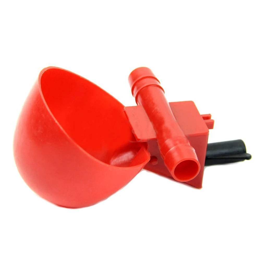 

5Pcs Poultry Water Drinking Cups - Chicken Hen Plastic Automatic Drinker (Red)
