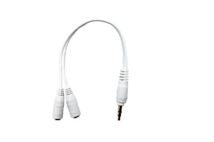 100pcs lot black white 3 5mm 1 in 2 couples audio line Earbud Headset Headphone Earphone Splitter For Tablet Phone MP3 MP4