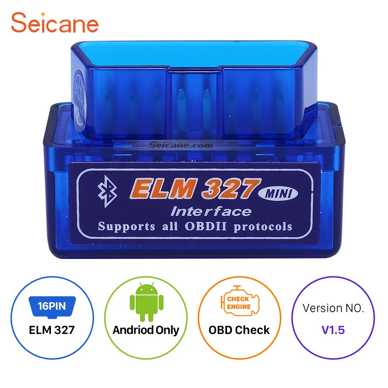 Seicane Мини ELM327 V1.5 OBD OBD2 Bluetooth считыватель кодов диагностический Автомобильный сканер инструмент для VW Chrysler Ford Mazada Nissan Toyota