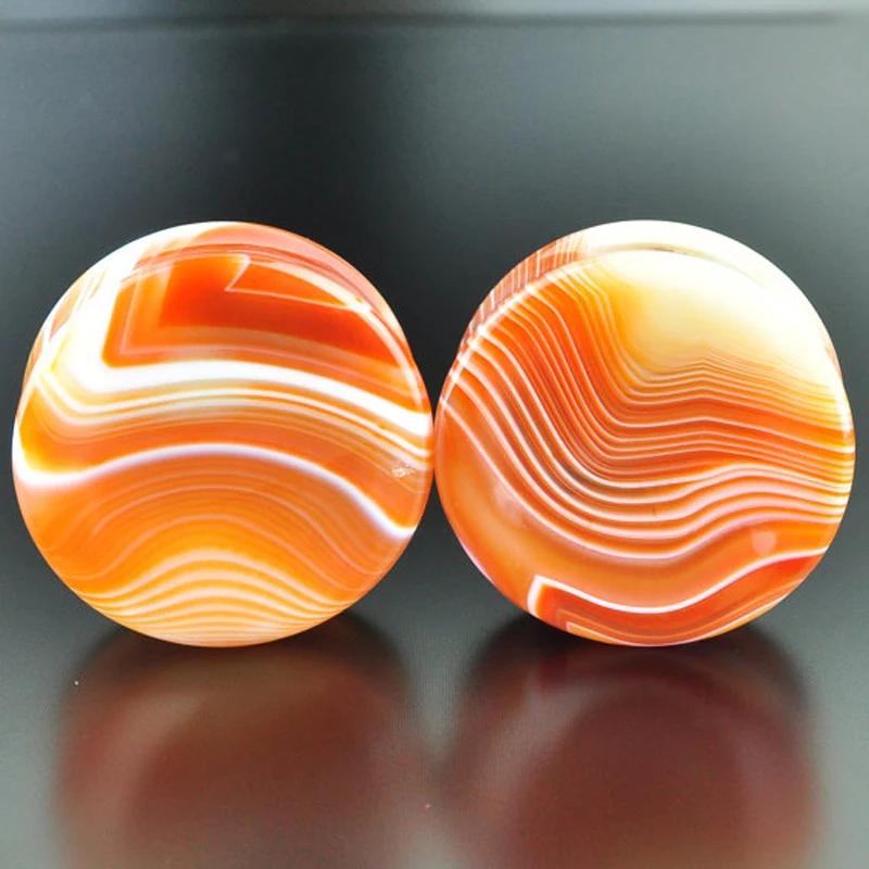 1Pair Red Stone Ear Gauges Ear Plug Earrings Gauges Body Piercing