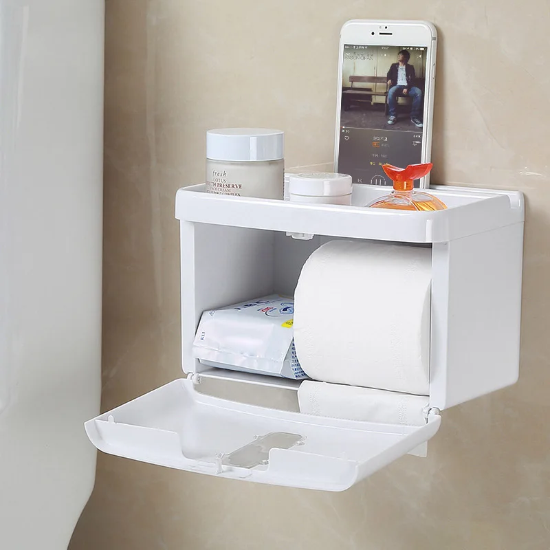 

1 Pcs Hand carton toilet tissue box free punch paper roll paper toilet paper box waterproof toilet Pumping paper organizer shelf
