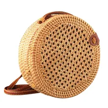 Многоцелевые пляжные сумки из ротанга для покупок женская Соломенная летняя соломенная Мода Круглая Форма дамские сумки