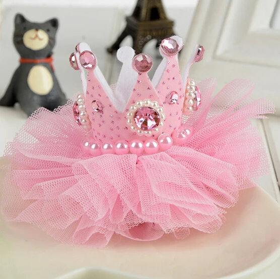 

1PCS Lovely Girls Crown Hair Accessories For Party Holiday Pearl Princess Hair Clip Pink Tiaras Barrette Headwear