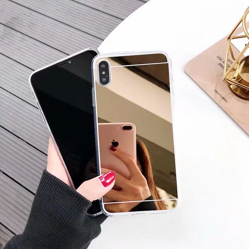 Роскошный зеркальный чехол для макияжа для iPhone 7 6 6S Plus 5S SE 8 X XS MAX XR 7 8 Plus 8 Plus 5 6Plus прозрачный силиконовый мягкий чехол из ТПУ