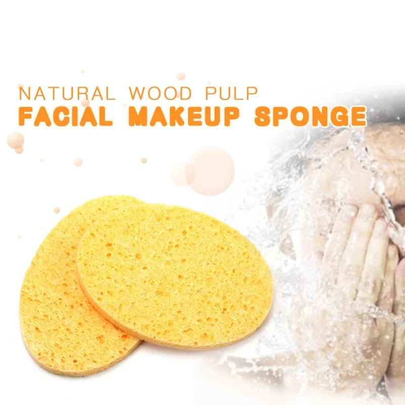 

2pcs/bag Natural Wood Pulp Sponge Cellulose Compress Cosmetic Puff Facial Washing Face Care Cleansing Makeup Remover Tools