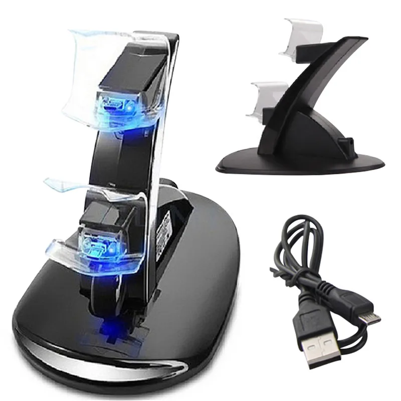 

LED Dual USB Charger Charging Dock Stand Station for Sony Playstation 4 for PS4 Game Gaming Controller