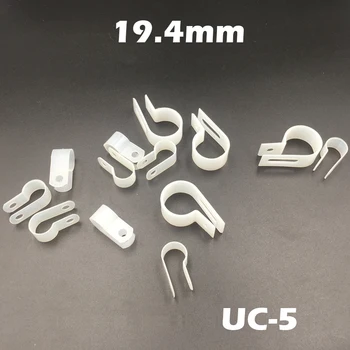 

60pcs UC-5 19.4mm 3/4" White Plastic Nylon Wire Hose Tube Fansten R-Type Fixed Cable Tie Mount Organizer Holder R Clip Clamp