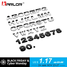 25mm Car Auto Chrome Metal DIY 3D ARC Letters Digital Alphabet Emblem Decoration Car Stickers Logo Automobiles Car Accessories