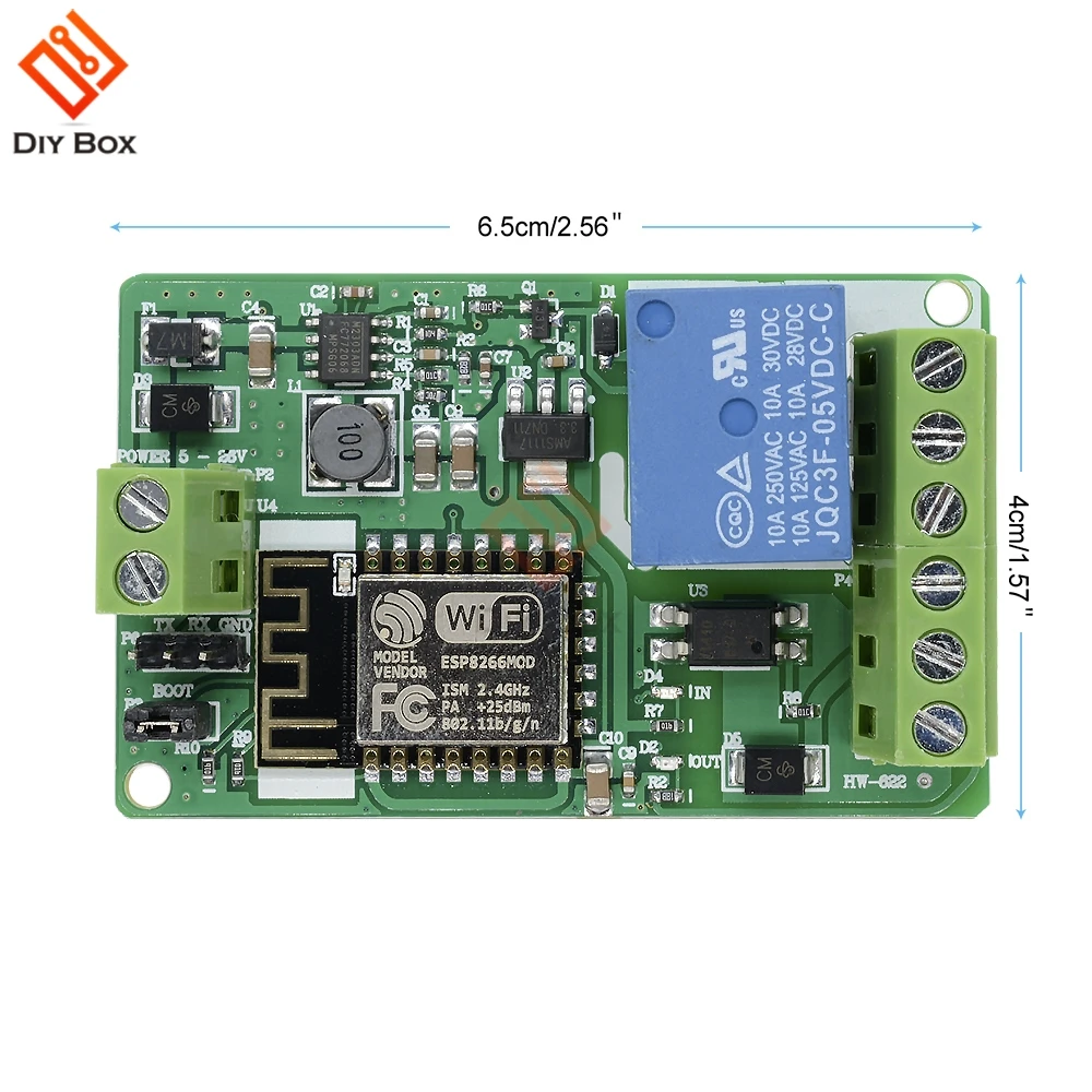 ESP8266 ESP-12F релейный модуль 10A 220 в сетевой релейный wifi модуль вход DC 4 слоя платы ТВ вход автоматическая защита зеленый