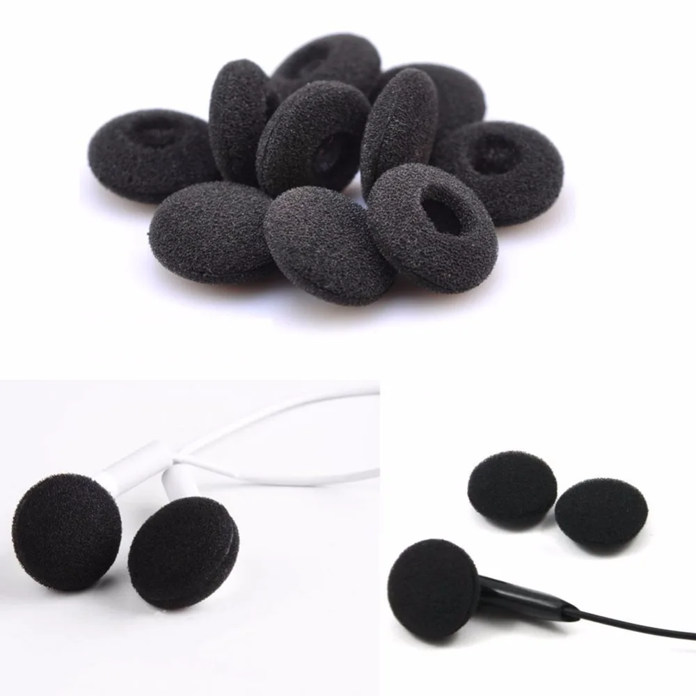 10 Pairs Black Replacement Earbud Eartips Buds Tips Soft Sponge Foam