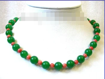 

Beautiful crude round 12mm 6mm coral bead necklace 18"