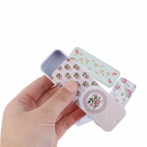 

1pc 9.2*3.2*1.5cm Portable Tin Boxs Container Slide Cover Mini Jewelry Iron Box Wedding Jewelry Packing