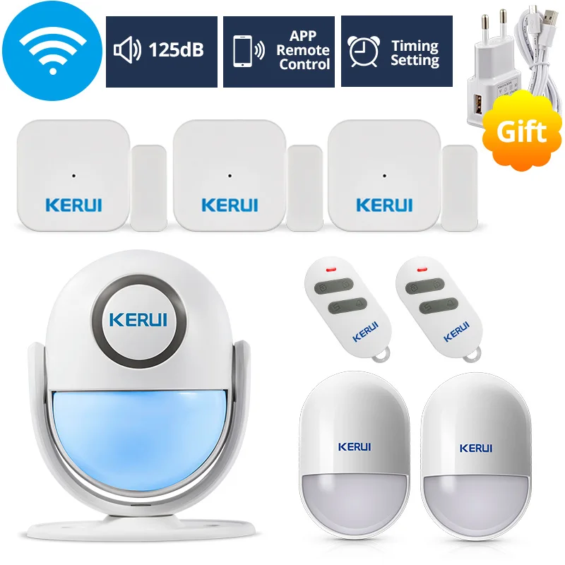 

KERUI WIFI Burglar Alarm System Home Security Alarm DIY KIT IOS/Android App Wireless Control Door/window Sensor Burglar Alarm