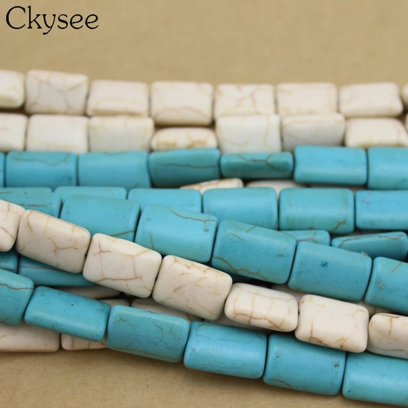 

Ckysee 26pcs/Strand 10*14mm Stone Geometry Beads Dyed Color Blue/White Beads For Jewelry Making Beads DIY Beads Jewelery