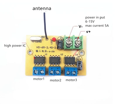 DIY RC лодка аксессуары 6-15 в 12 В 2,4 г радиосистема передатчик приемник комплект высокой мощности 6CH 50 м расстояние детали для пульта дистанционного управления - Цвет: only receiver