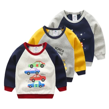 

New Spring 2018 Cartoon Small Car Baby Sweatshirts Toddler Boy Cute Clothing Long Sleeve Pullovers Hot Sale Kids Sweatshirts