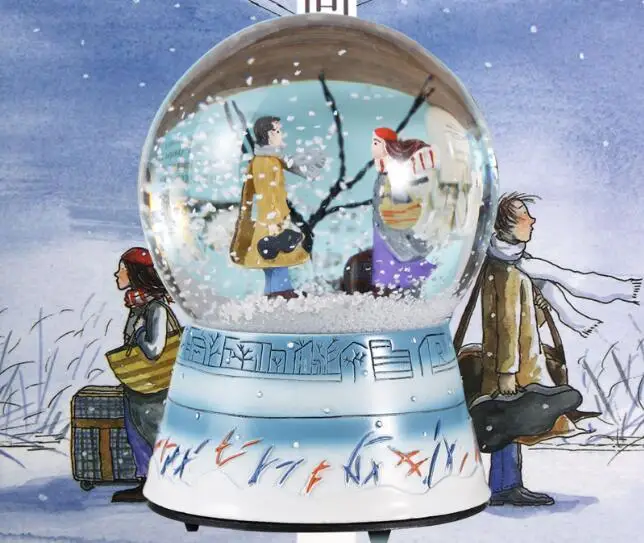 

Cute snowflake crystal ball rotating music box