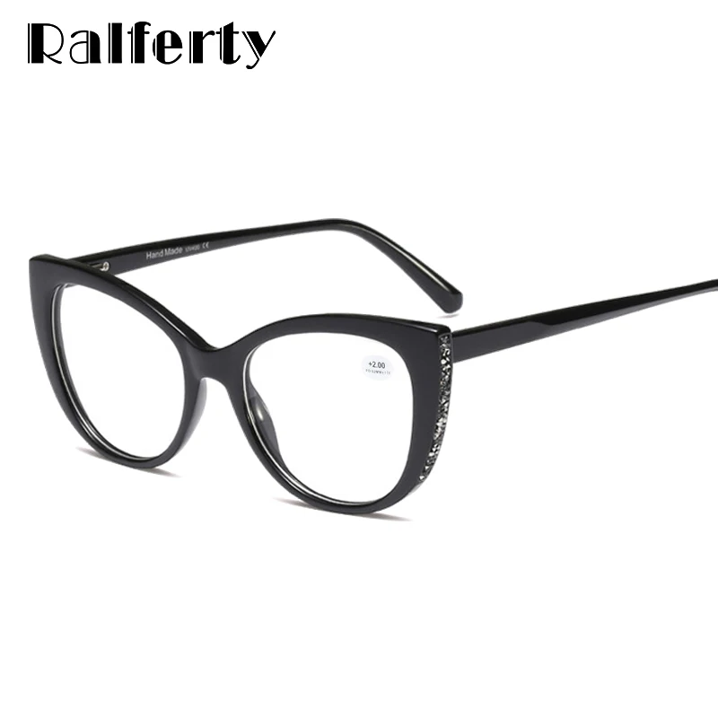 

Ralferty Cat Eye Reading Glasses Women Luxury Magnifying Eyeglasses Presbyopia Glasses +0.5 1.0 1.5 2.0 2.5 3.0 3.5 4.0 F95141-1